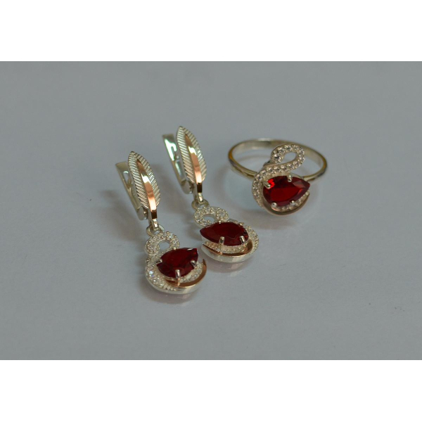 Серебряный набор с золотыми пластинами (160)