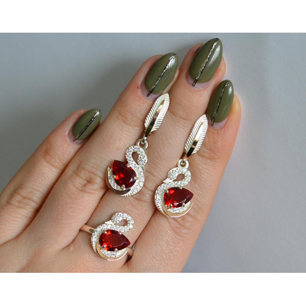 Серебряный набор с золотыми пластинами (160)