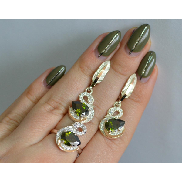 Серебряный набор с золотыми пластинами (160)