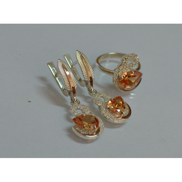 Серебряный набор с золотыми пластинами (160)