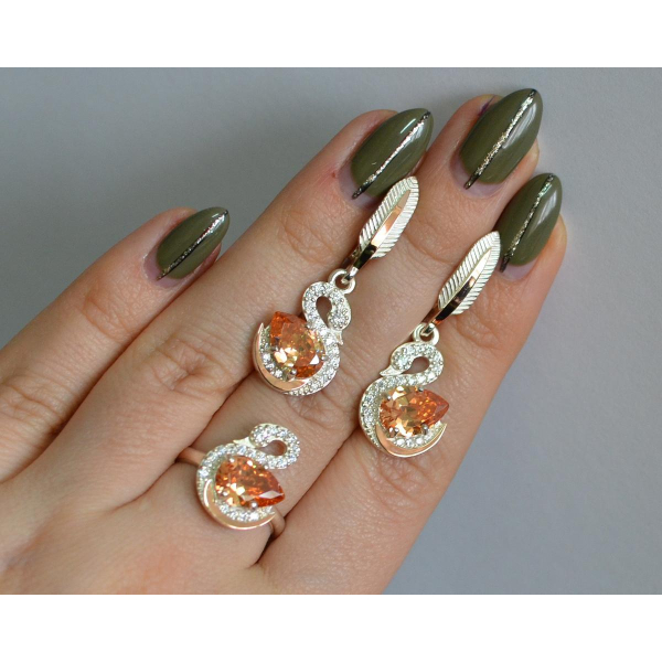 Серебряный набор с золотыми пластинами (160)