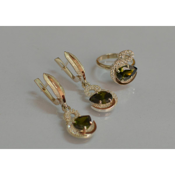 Серебряный набор с золотыми пластинами (160)