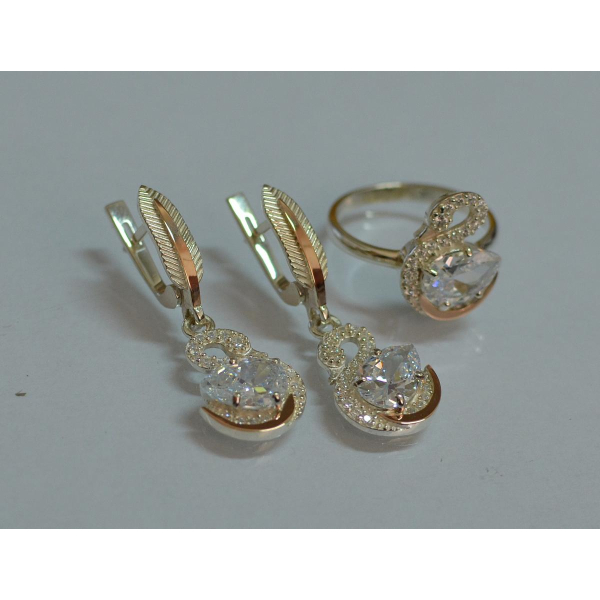 Серебряный набор с золотыми пластинами (160)