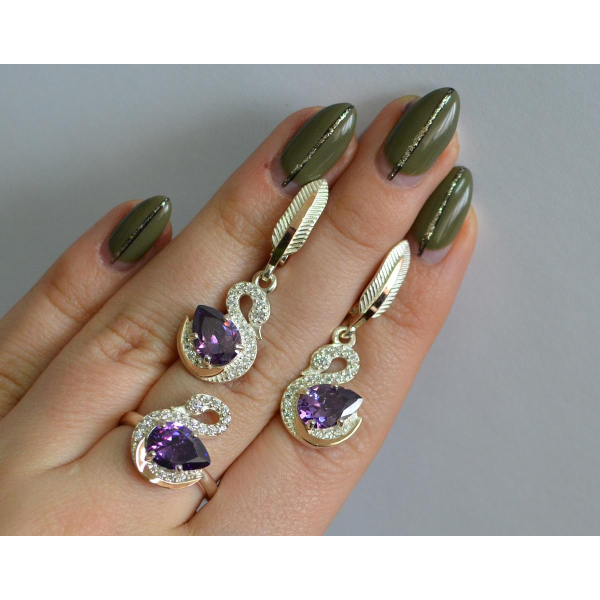 Серебряный набор с золотыми пластинами (160)