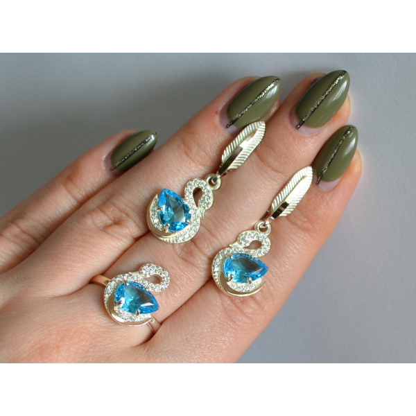 Серебряный набор с золотыми пластинами (160)