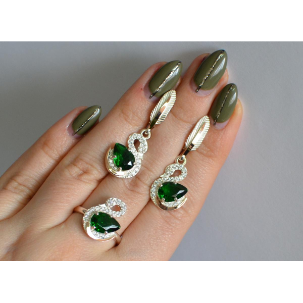 Серебряный набор с золотыми пластинами (160)