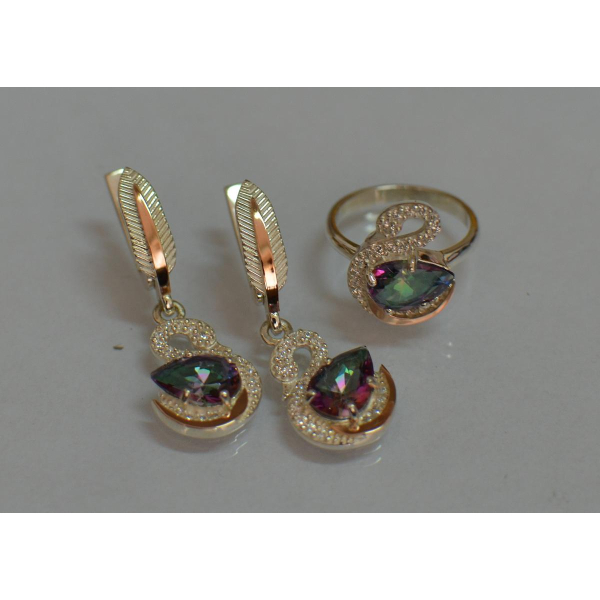 Серебряный набор с золотыми пластинами (160)