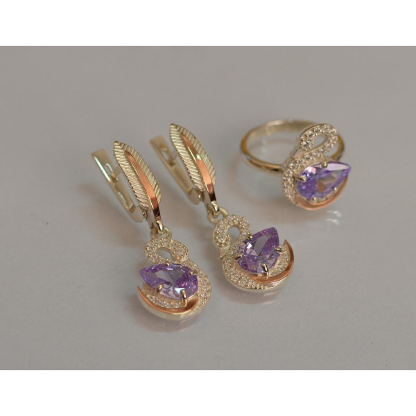 Серебряный набор с золотыми пластинами (160)