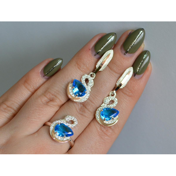 Серебряный набор с золотыми пластинами (160)