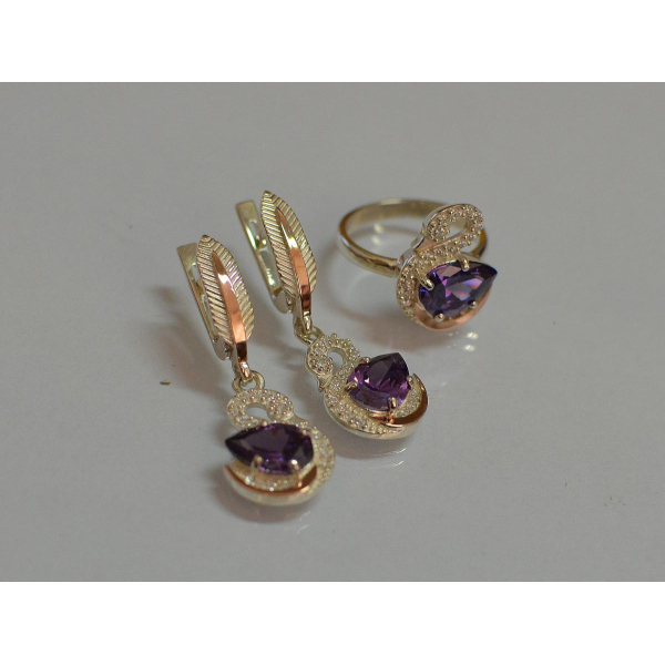 Серебряный набор с золотыми пластинами (160)