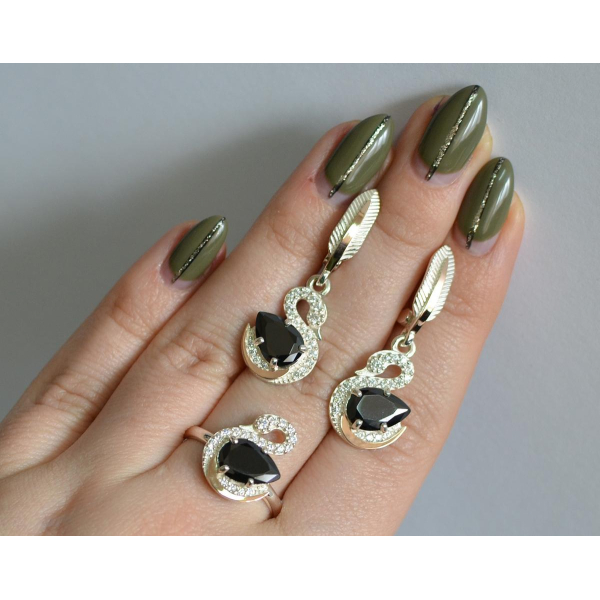 Серебряный набор с золотыми пластинами (160)