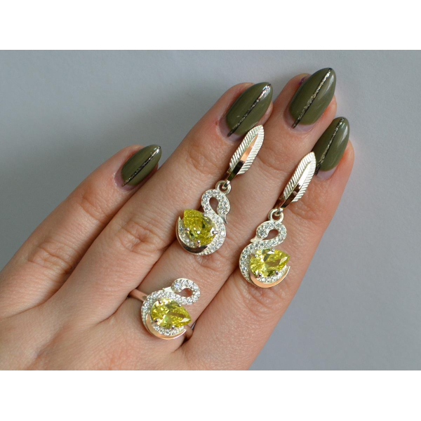 Серебряный набор с золотыми пластинами (160)