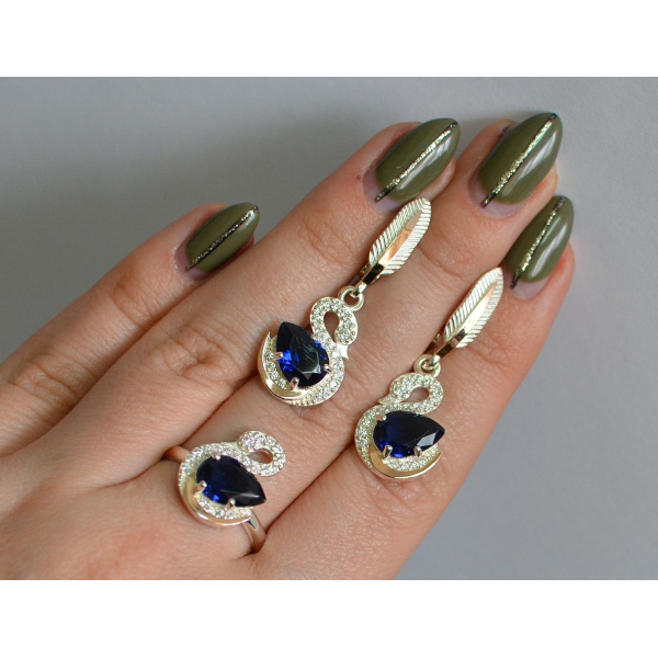 Серебряный набор с золотыми пластинами (160)