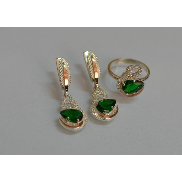 Серебряный набор с золотыми пластинами (160)