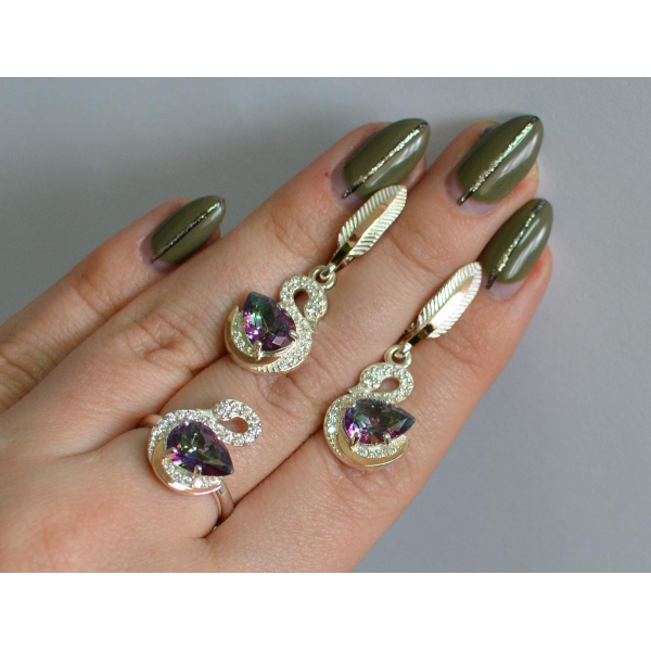 Серебряный набор с золотыми пластинами (160)