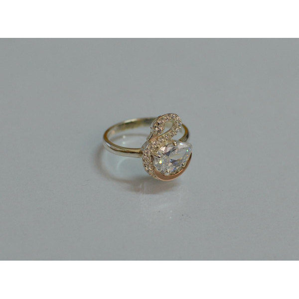 Серебряное кольцо с золотыми вставками (160к)