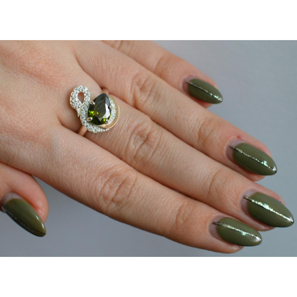 Серебряное кольцо с золотыми вставками (160к)