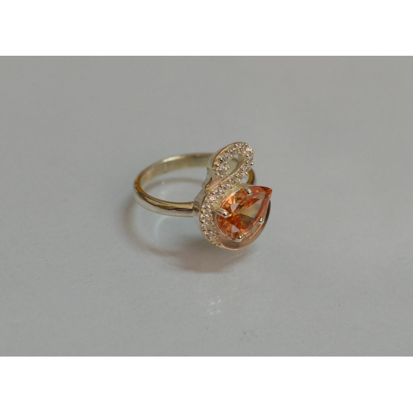 Серебряное кольцо с золотыми вставками (160к)