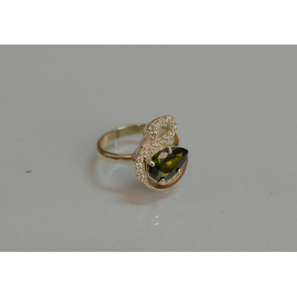 Серебряное кольцо с золотыми вставками (160к)