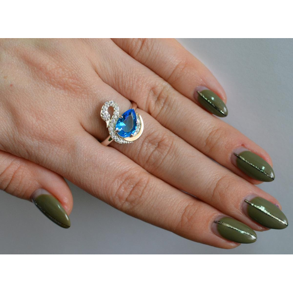 Серебряное кольцо с золотыми вставками (160к)