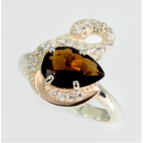 Серебряное кольцо с золотыми вставками