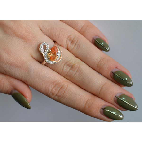 Серебряное кольцо с золотыми вставками (160к)