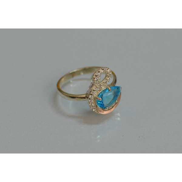 Серебряное кольцо с золотыми вставками (160к)