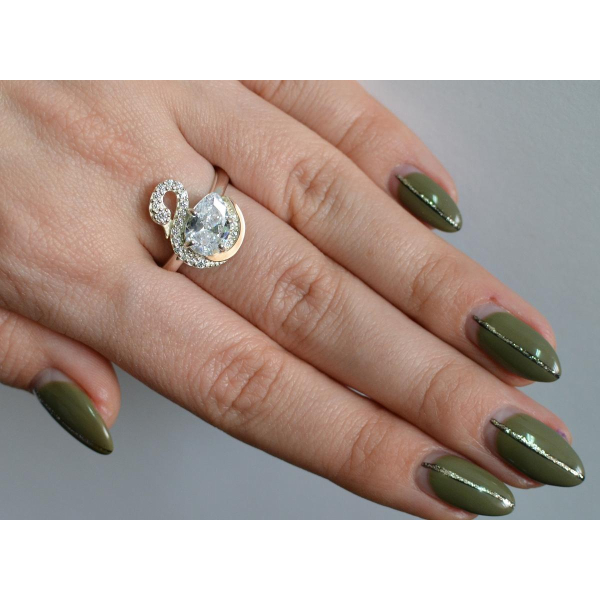 Серебряное кольцо с золотыми вставками (160к)