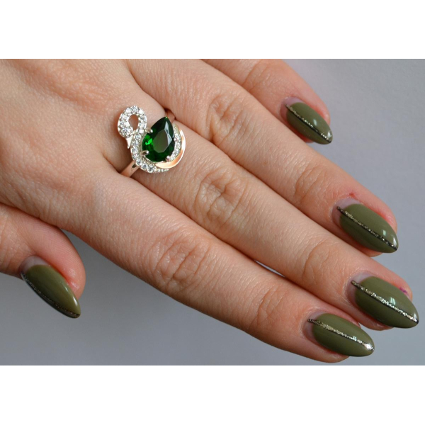 Серебряное кольцо с золотыми вставками (160к)