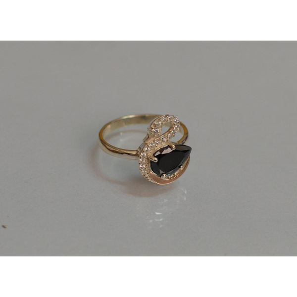 Серебряное кольцо с золотыми вставками (160к)