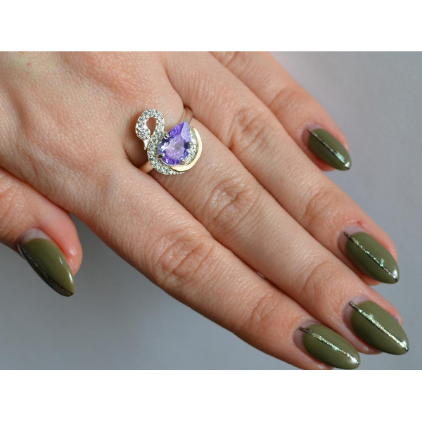 Серебряное кольцо с золотыми вставками (160к)