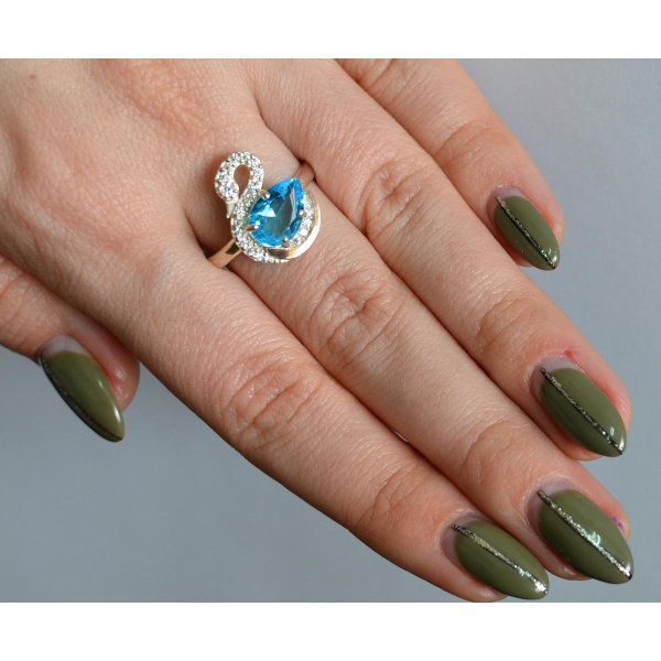 Серебряное кольцо с золотыми вставками (160к)