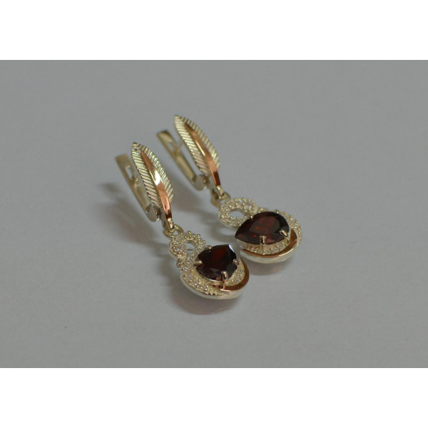 Серебряные серьги с золотыми вставками (160с)