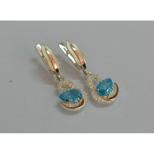 Серебряные серьги с золотыми вставками (160с)