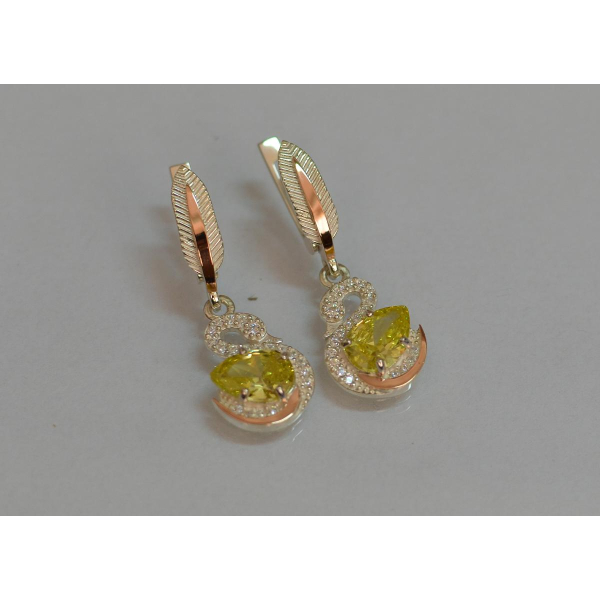 Серебряные серьги с золотыми вставками (160с)