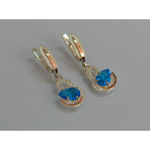 Серебряные серьги с золотыми вставками (160с)