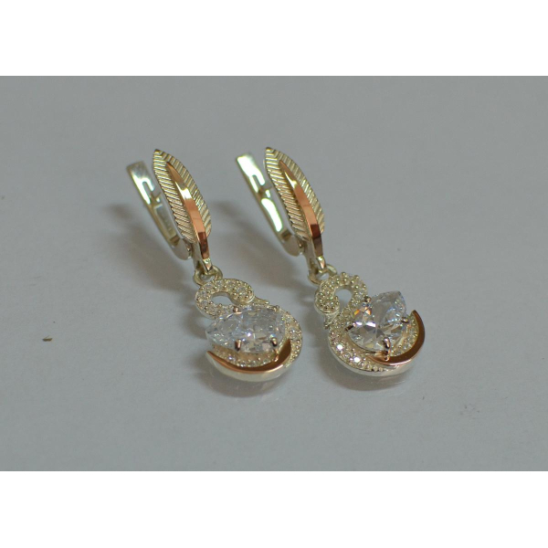 Серебряные серьги с золотыми вставками (160с)