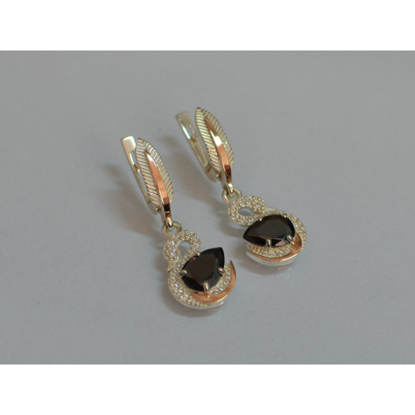 Серебряные серьги с золотыми вставками (160с)