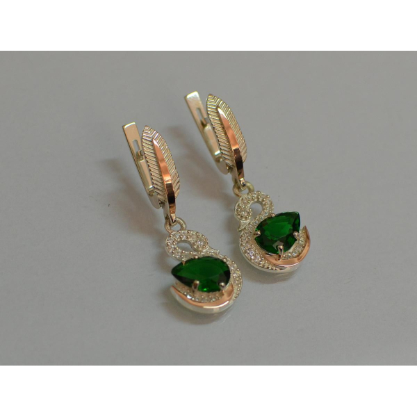 Серебряные серьги с золотыми вставками (160с)