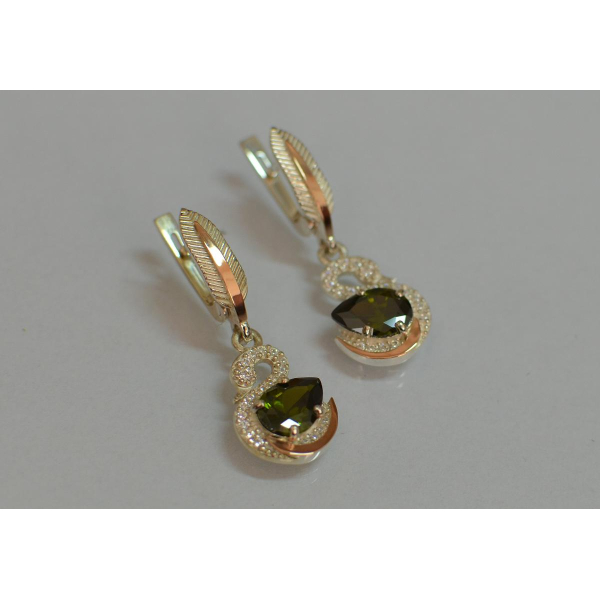 Серебряные серьги с золотыми вставками (160с)