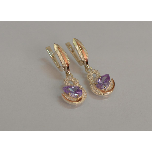 Серебряные серьги с золотыми вставками (160с)