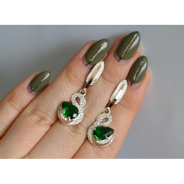 Серебряные серьги с золотыми вставками (160с)