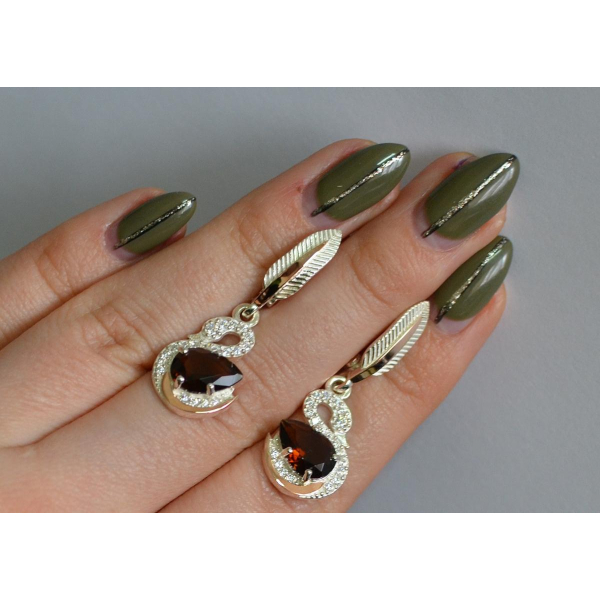 Серебряные серьги с золотыми вставками (160с)