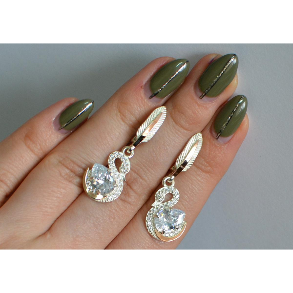 Серебряные серьги с золотыми вставками (160с)