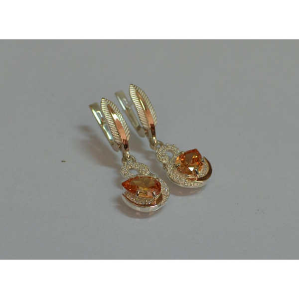 Серебряные серьги с золотыми вставками (160с)