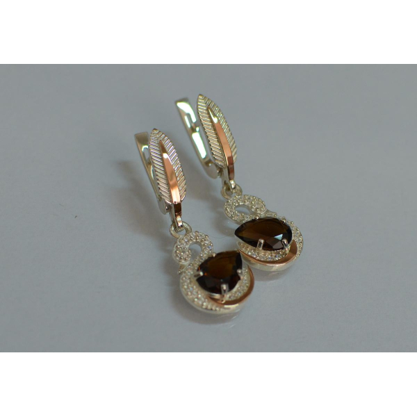 Серебряные серьги с золотыми вставками (160с)