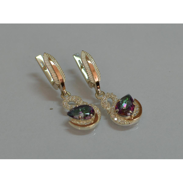 Серебряные серьги с золотыми вставками (160с)