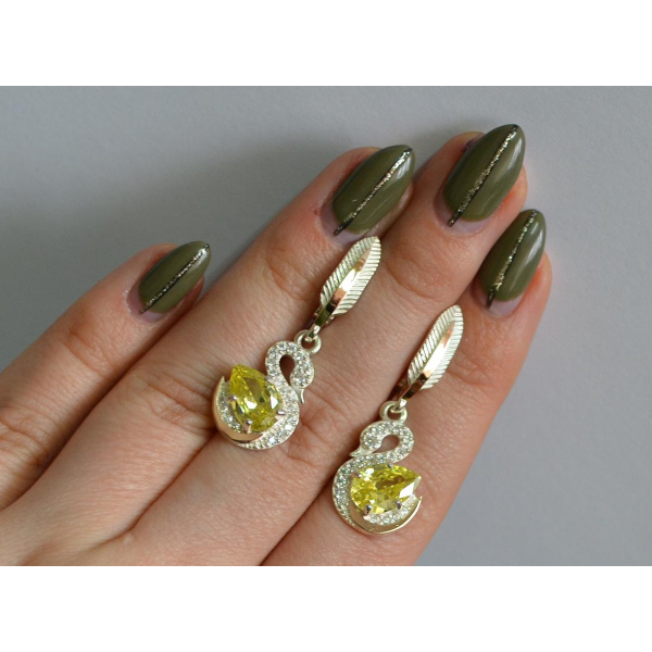 Серебряные серьги с золотыми вставками (160с)