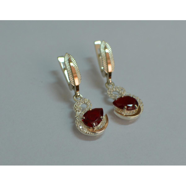 Серебряные серьги с золотыми вставками (160с)