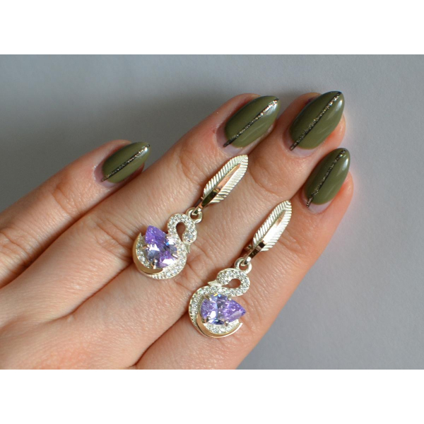 Серебряные серьги с золотыми вставками (160с)